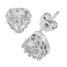 Sterling Silver Lab Created White Sapphire Crown Earrings