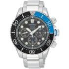 Seiko Mens Black Dial Two-tone Stainless Steel Dive Solar Watch Ssc017