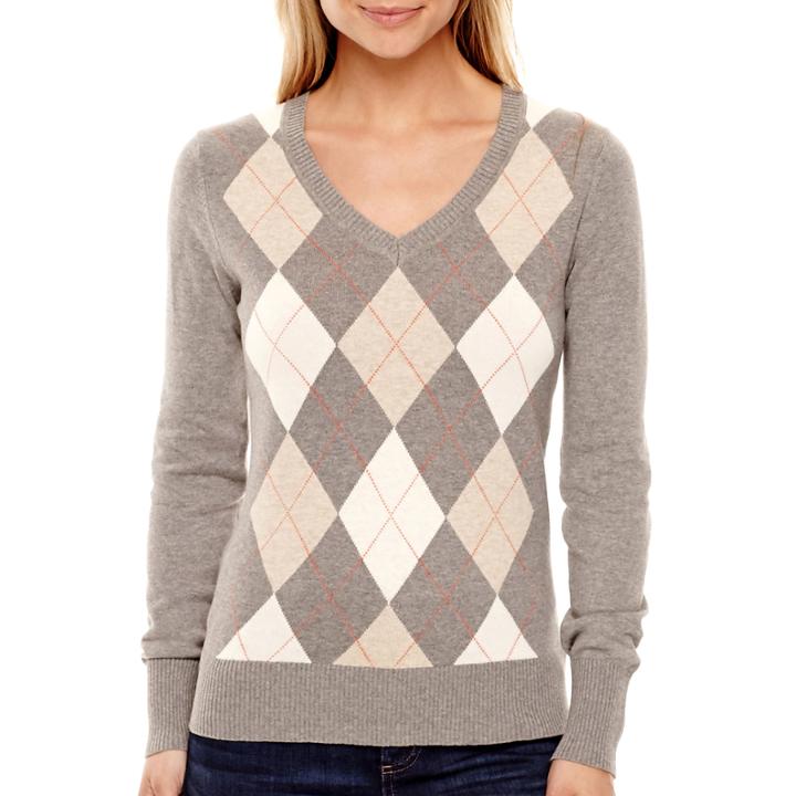 St. John's Bay Long-sleeve Argyle Sweater