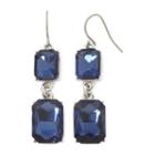 Monet Blue Crystal Silver-tone Double-drop Earrings