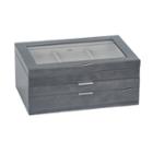 Mele & Co. Glass Top Grey Wooden Jewelry Box
