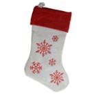 19 Red And White Velvet Embroidered Snowflake Christmas Stocking