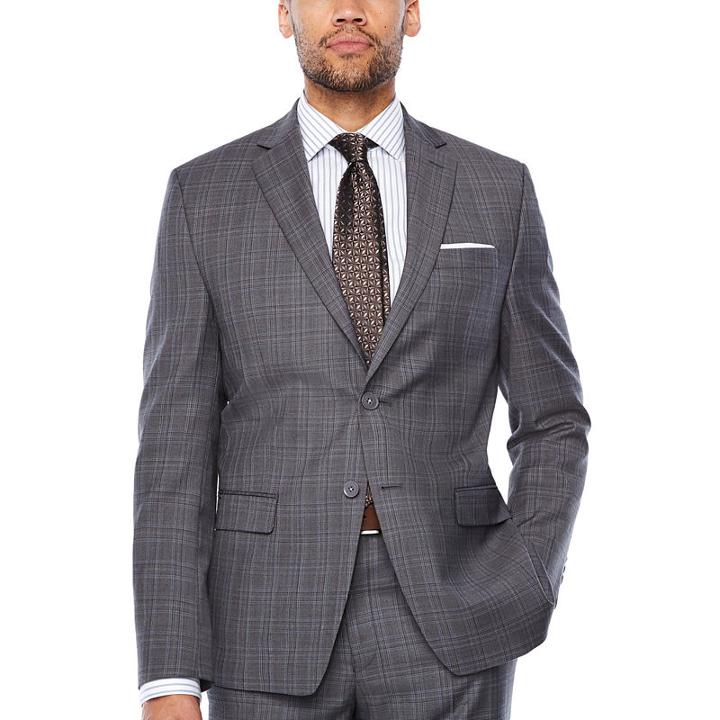 Collection By Michael Strahan Dark Gray Glen Plaid Suit Jacket Classic Fit