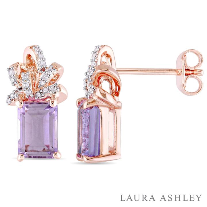 Laura Ashley Purple Amethyst 18k Gold Over Silver Ear Pins