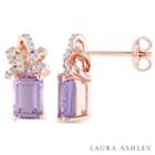 Laura Ashley Purple Amethyst 18k Gold Over Silver Ear Pins