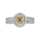 1 Ct. T.w. White And Color-enhanced Yellow Diamond Halo Ring