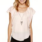 By & By Short-sleeve Woven Circle Necklace Top