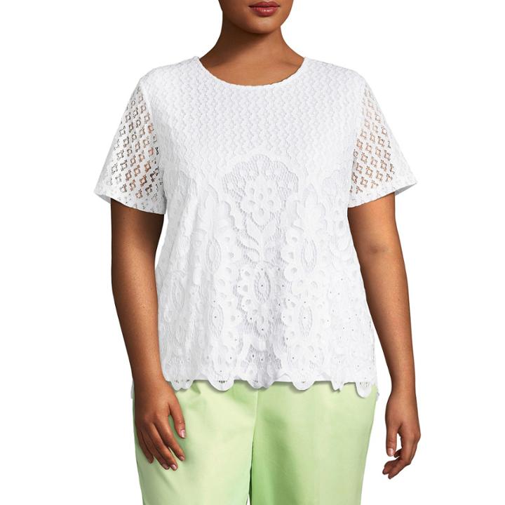Alfred Dunner In The Limelight Allover Lace Tee-plus