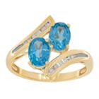 Womens Diamond Accent Genuine Blue Topaz 10k Gold Cocktail Ring