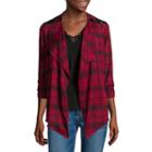 Self Esteem Long-sleeve Plaid Shirt And Lace-up Tank Top