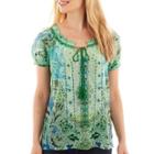 St. John's Bay Short-sleeve Peasant Top - Petite