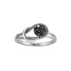 1/3 Ct. T.w. White And Color-enhanced Black Diamond Love Knot Ring