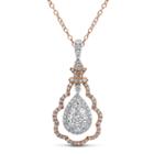 Womens 1 Ct. T.w. White Diamond 14k Rose Gold 14k White Gold Pendant Necklace