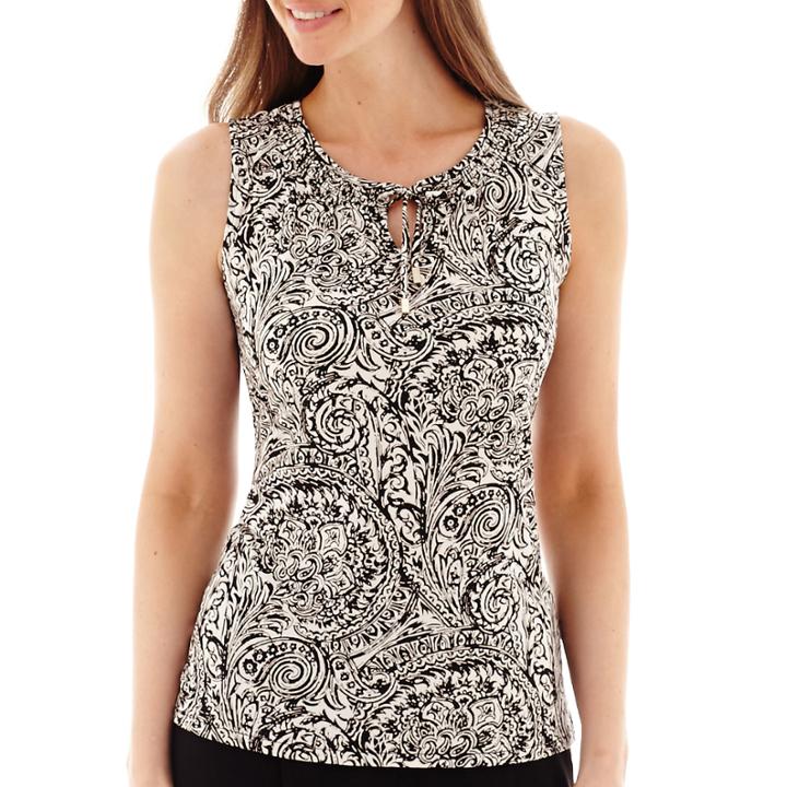 Liz Claiborne Smocked Paisley Knit Tank Top