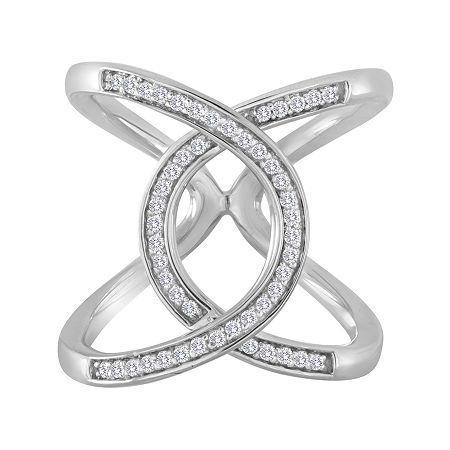 1/10 Ct. T.w. Diamond Sterling Silver Loop Ring