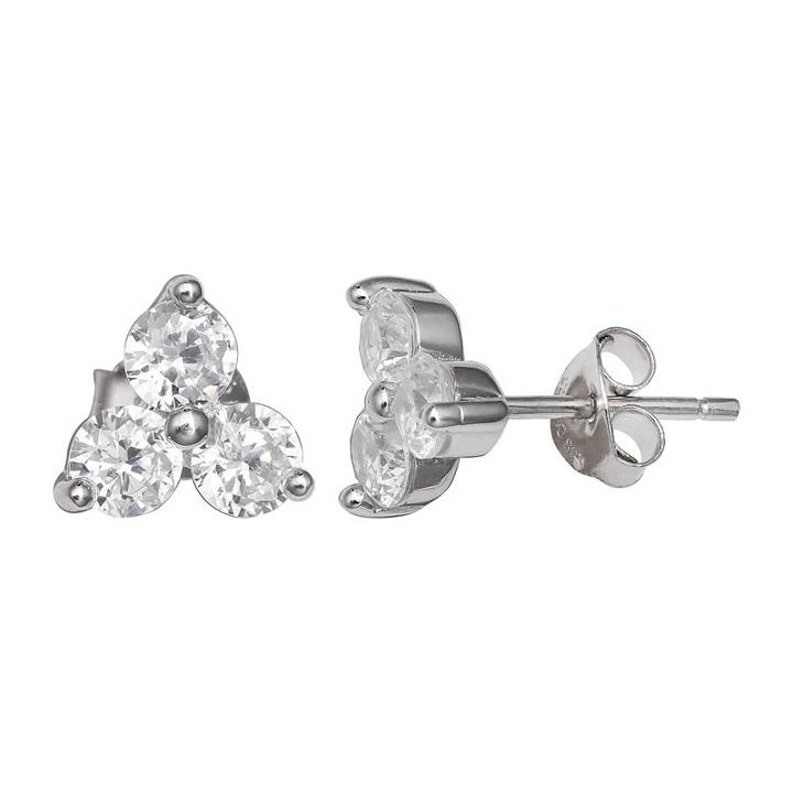 Silver Treasures Clear 7mm Round Stud Earrings
