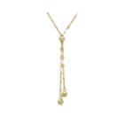 14k Yellow Gold Lariat With Double Strand Bead Necklace