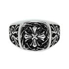 Mens Two-tone Stainless Steel Cross Ring