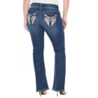 Star Stitch Embroidered Wing Pockets Bootcut Jeans - Plus