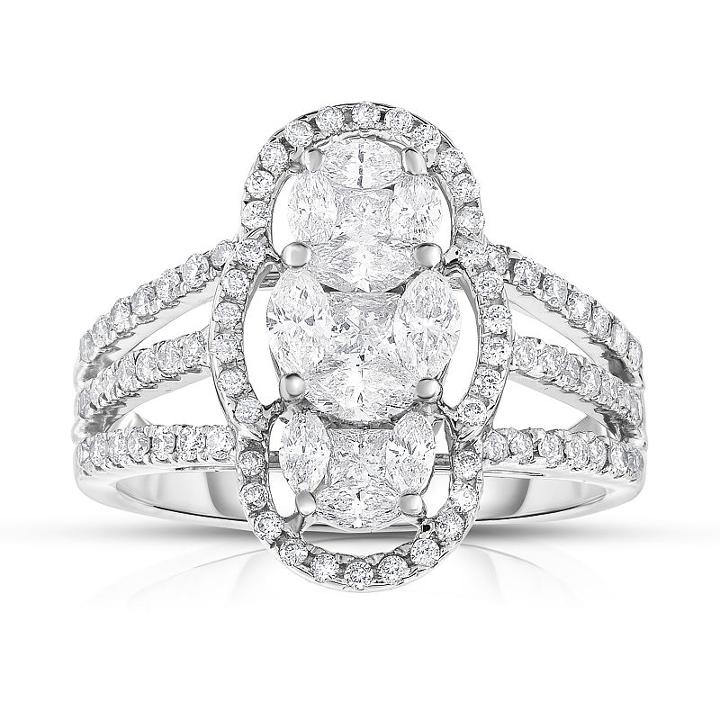 Womens 1 1/3 Ct. T.w. Genuine Diamond White 14k Gold Cocktail Ring