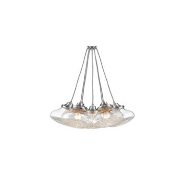 Asha 7-light Pendant In Pewter With Crushed Crystal Glass