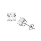 Cushion White Sapphire Sterling Silver Stud Earrings