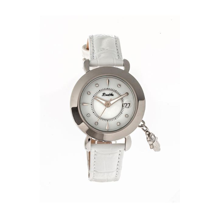 Bertha Womens Hannah Mother-of-pearl White Leather-band Watch With Datebthbr5603