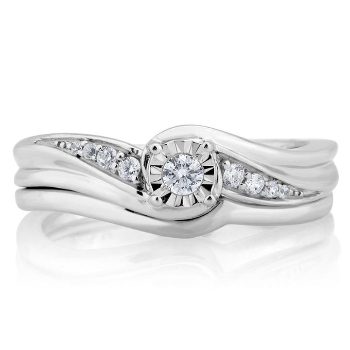 Womens 1/8 Ct. T.w. White Diamond 10k Gold Bridal Set