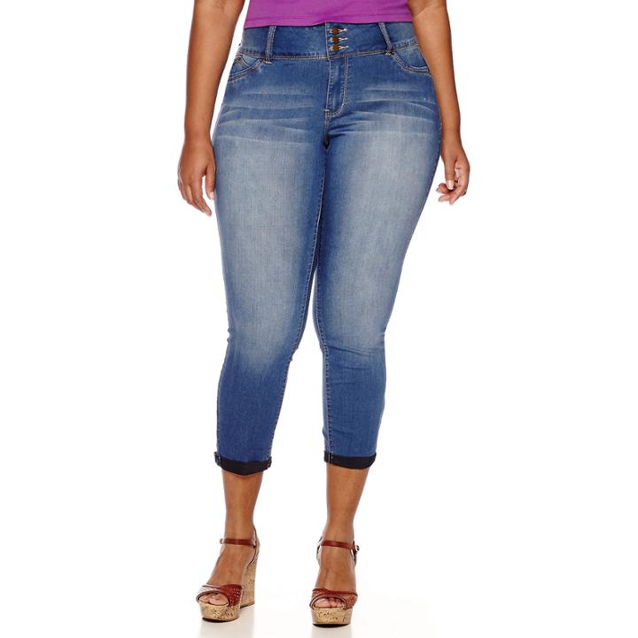 Ymi 3-button Wide Waistband Cropped Skinny Jeans - Juniors Plus