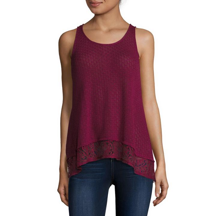 Eyeshadow Lace-hem Tank Top - Juniors