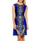 Studio 1 Cap-sleeve Scuba Fit-and-flare Dress