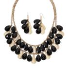 Mixit&trade; Black Bead And Glittery Disc Earring And Necklace Set
