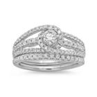 Modern Bride Signature 1 Ct. T.w. Diamond 14k White Gold Bridal Ring Set