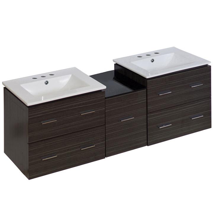 61.5-in. W Wall Mount Dawn Grey Vanity Set For 3h8-in. Drilling