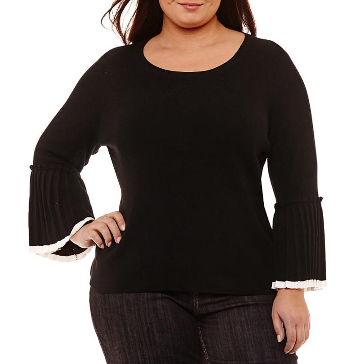 Liz Claiborne Pleated Sleeve Sweater-plus