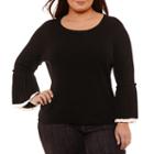 Liz Claiborne Pleated Sleeve Sweater-plus