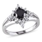 Womens 1/2 Ct. T.w. Color Enhanced Round Black Diamond Sterling Silver Engagement Ring