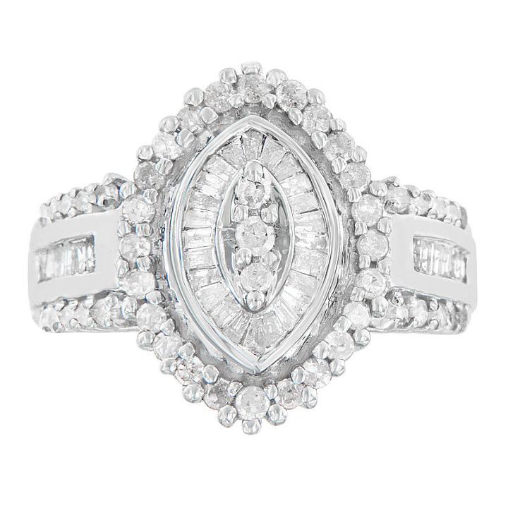Womens 1 Ct. T.w. Diamond White 10k White Gold Cocktail Ring