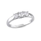 Love Lives Forever Womens 1/2 Ct. T.w. Genuine Round White Diamond 14k Gold 3-stone Ring