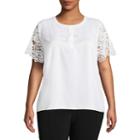 Liz Claiborne Lace Stripe Tee- Plus