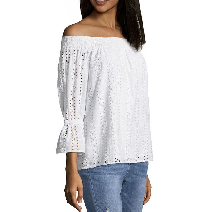 A.n.a 3/4 Sleeve Woven Blouse-petite