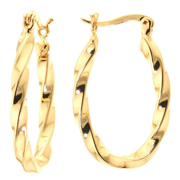 Sparkle Allure Gold Tone Brass Ribbon Twist Hoop Earrings