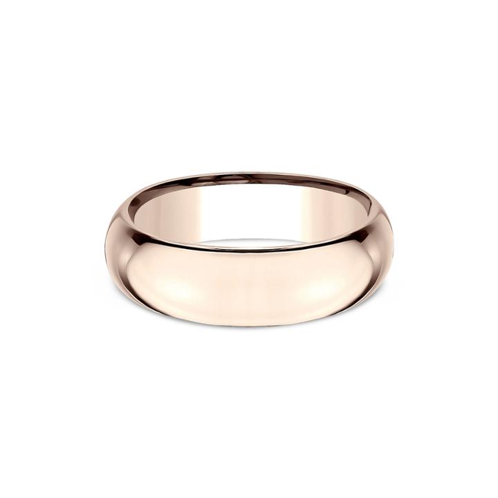 Mens 14k Rose Gold 7mm High Dome Comfort-fit Wedding Band