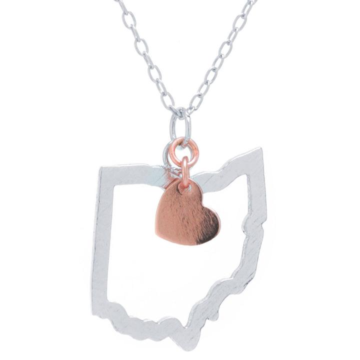 Silver Treasures Ohio State Womens Sterling Silver Pendant Necklace