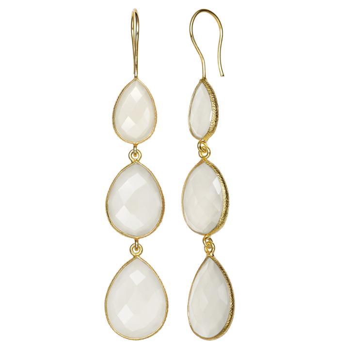 White Quartz 14k Gold Over Silver Drop Earrings
