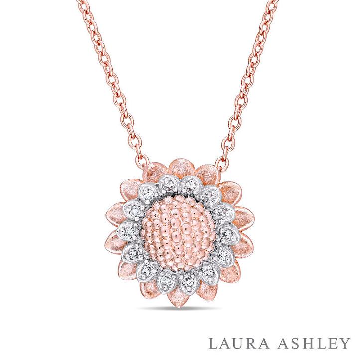 Laura Ashley Womens 1/10 Ct. T.w. White Diamond Pendant Necklace