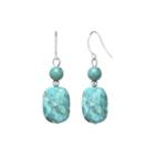 Enhanced Turquoise Rectangle Stone Drop Earrings