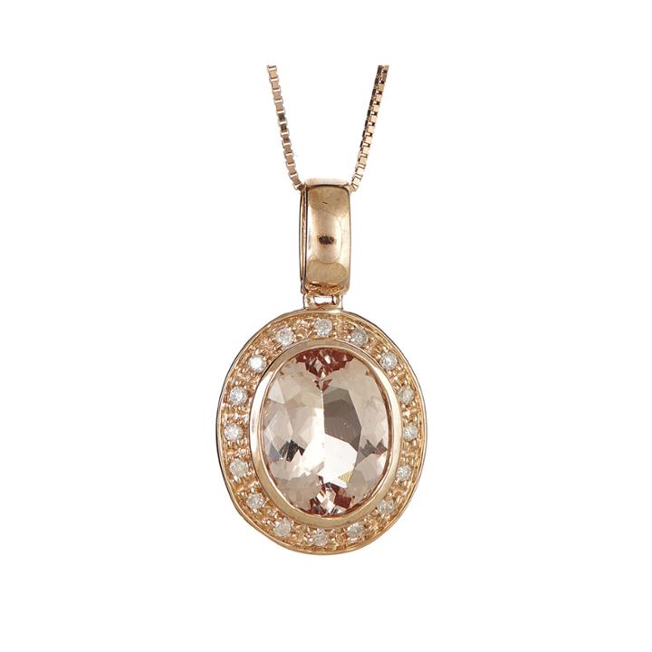 Limited Quantities Genuine Morganite And 1/10 Ct. T.w. Diamond Pendant Necklace