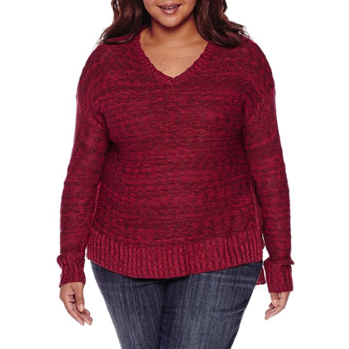 Arizona Marled Side Slit Sweater-juniors Plus