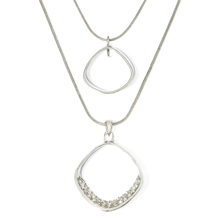 Bold Elements Pav Circle 2-row Long Necklace